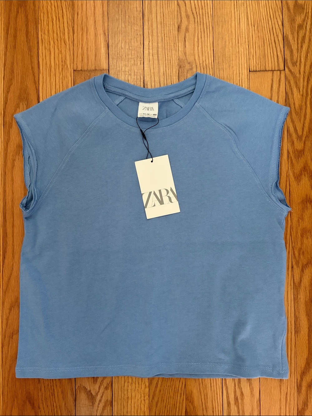 Zara Girls 11-12 Powder Blue Sleeveless Crewneck Muscle Tee